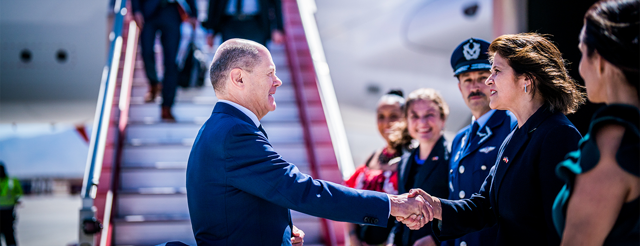 Ministra (s) Ximena Fuentes acompaña al Presidente Gabriel Boric en visita del Canciller alemán, Olaf Scholz