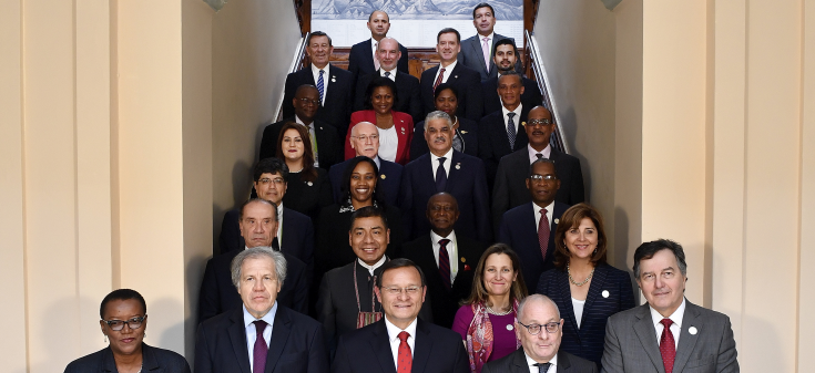 Ministro Ampuero se reúne en Lima con cancilleres de Perú, Canadá y Colombia