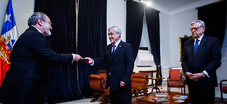 Canciller (S) acompaña a Presidente Sebastián Piñera en recepción de cartas credenciales de nuevos embajadores