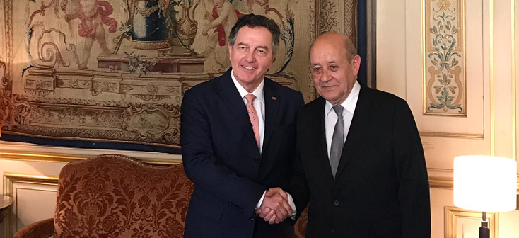 Canciller Ampuero se reúne con su par francés y abordan inédita participación de Chile en cumbre del G7