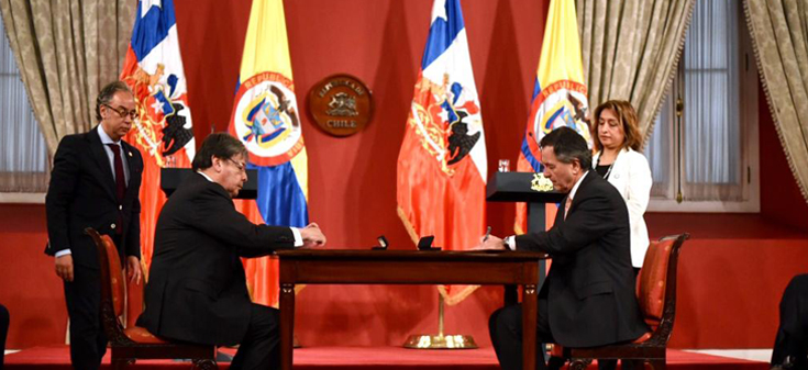 Cancilleres de Chile y Colombia firman acuerdos de cooperación