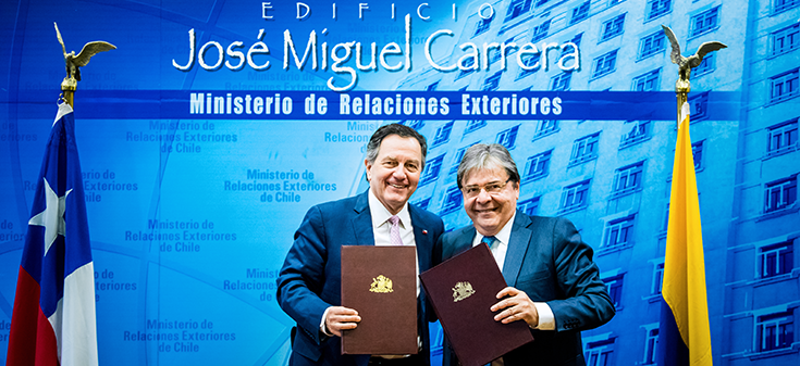 Ministro Ampuero destaca los vínculos entre Chile y Colombia y se compromete a seguir dinamizando la agenda bilateral