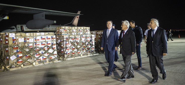 Canciller junto al Presidente Piñera y Ministro Chadwick inspeccionan ayuda humanitaria para Venezuela
