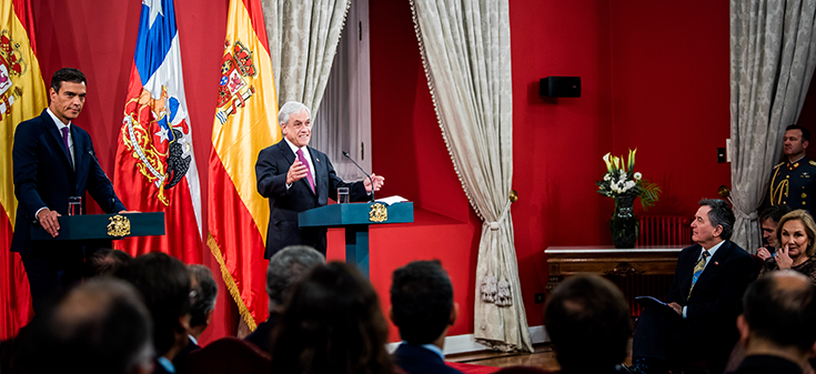 Canciller Ampuero acompaña a Presidente Piñera en encuentro con Jefe de Gobierno Español, Pedro Sánchez