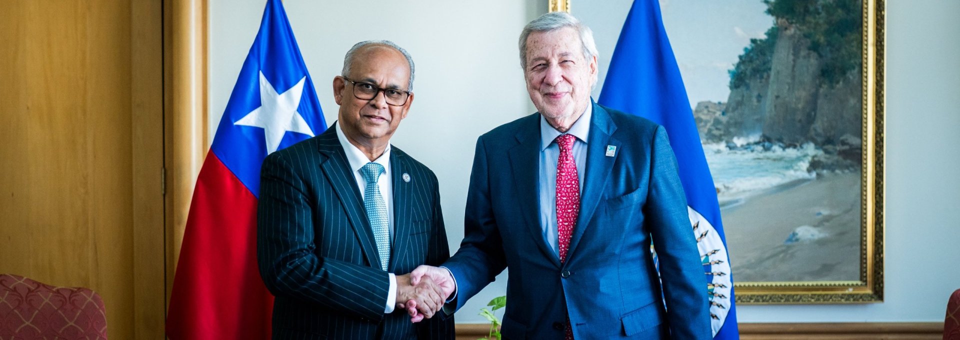 Ministro sostiene reunión bilateral con el secretario general de la OEA y aborda la importancia de fortalecer el multilateralismo