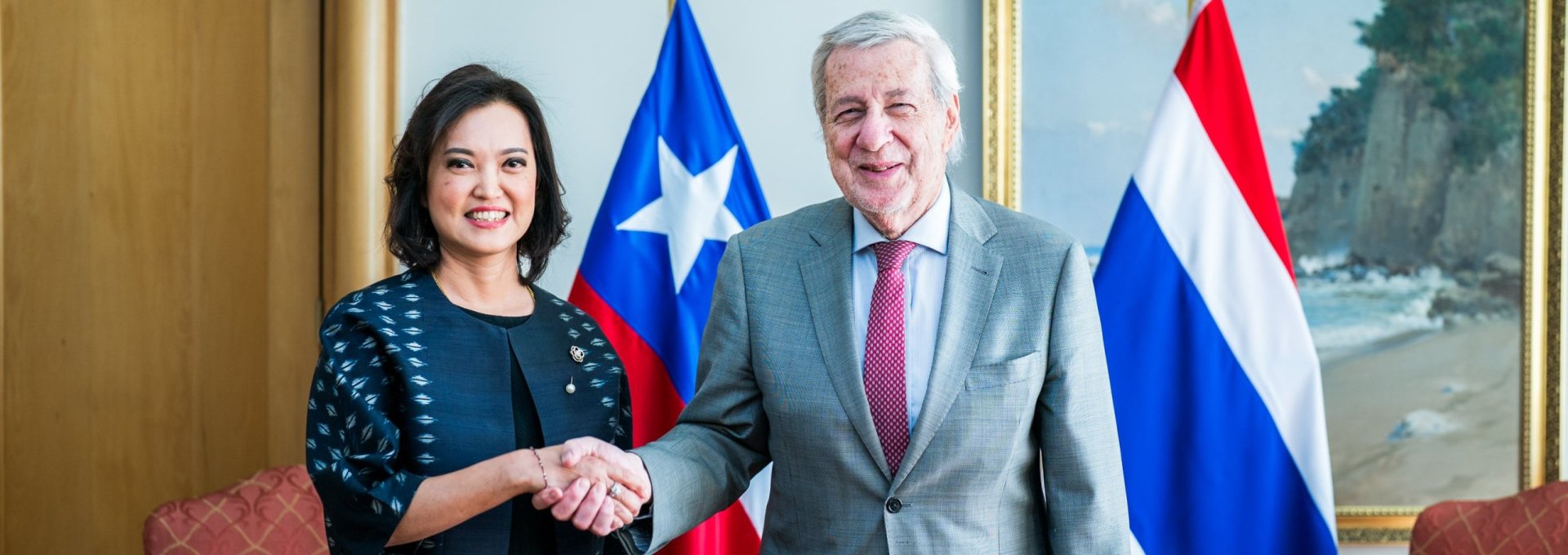 Canciller recibe donación de Tailandia para la reconstrucción tras incendios forestales